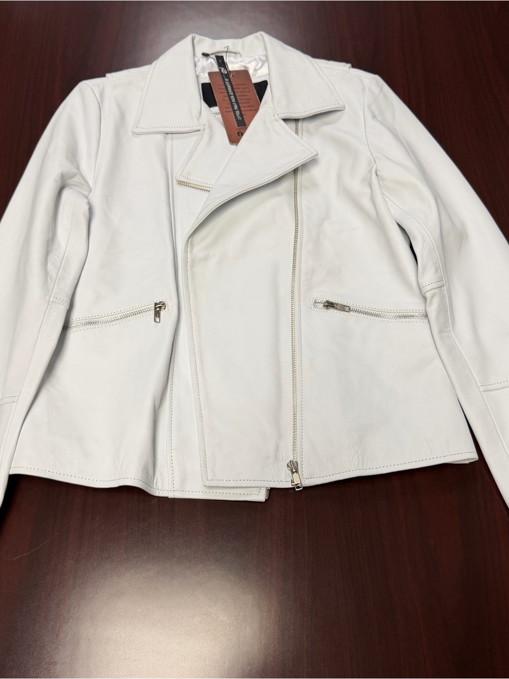 White Leather Moto Jacket - Women